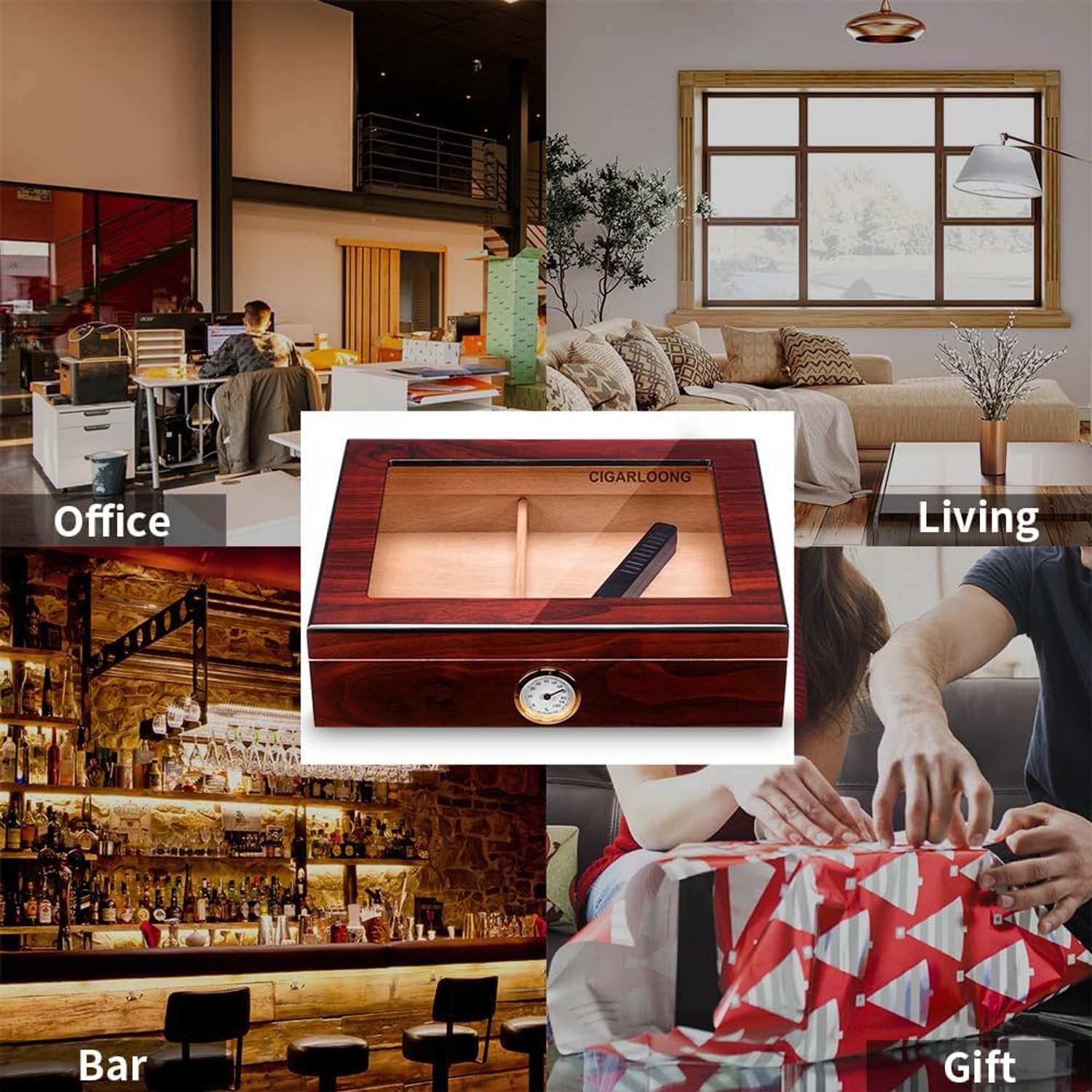 Spanish Cedar Desktop Humidor with Hygrometer: image 5