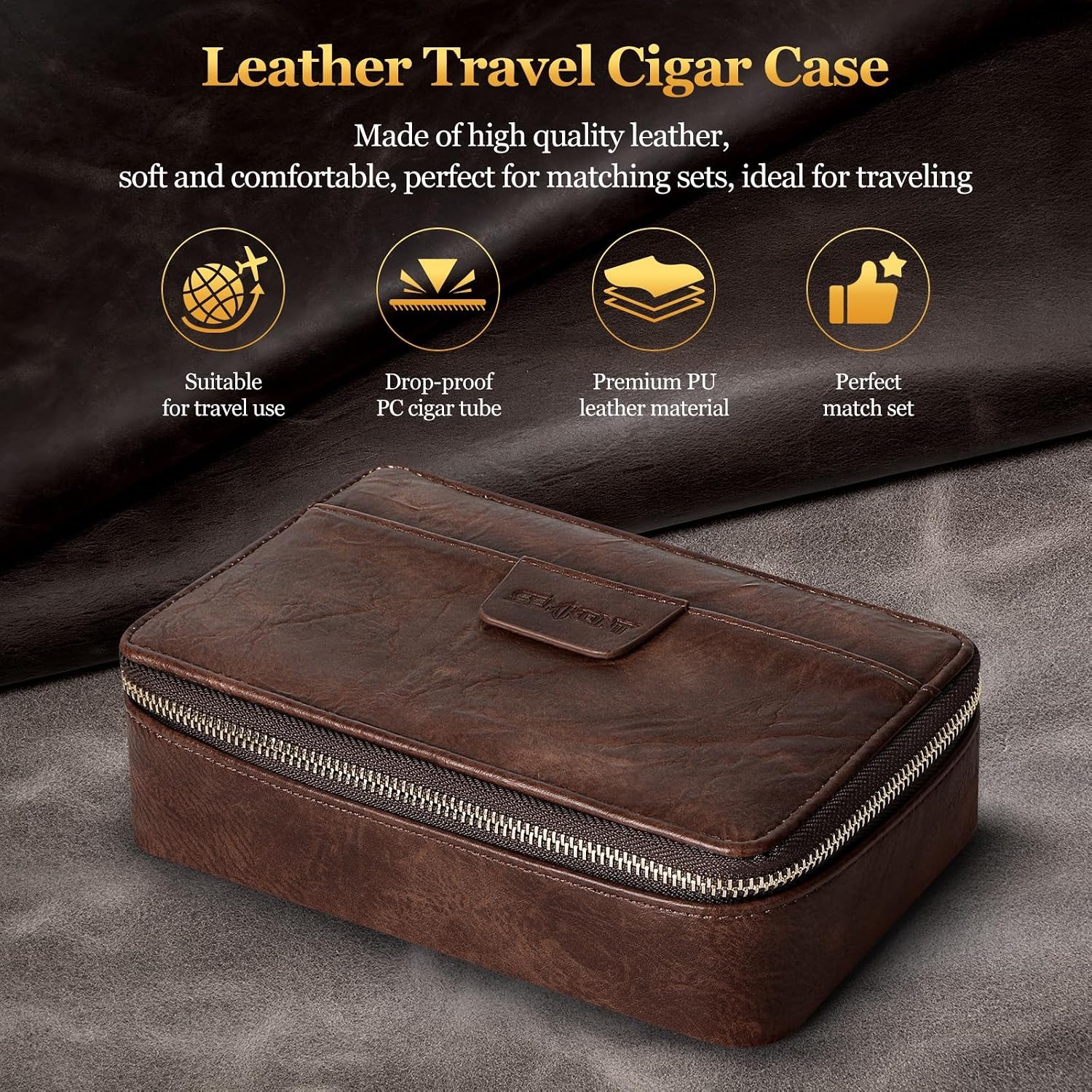 Leather Travel Cigar Case with Cedar Lining: image 3